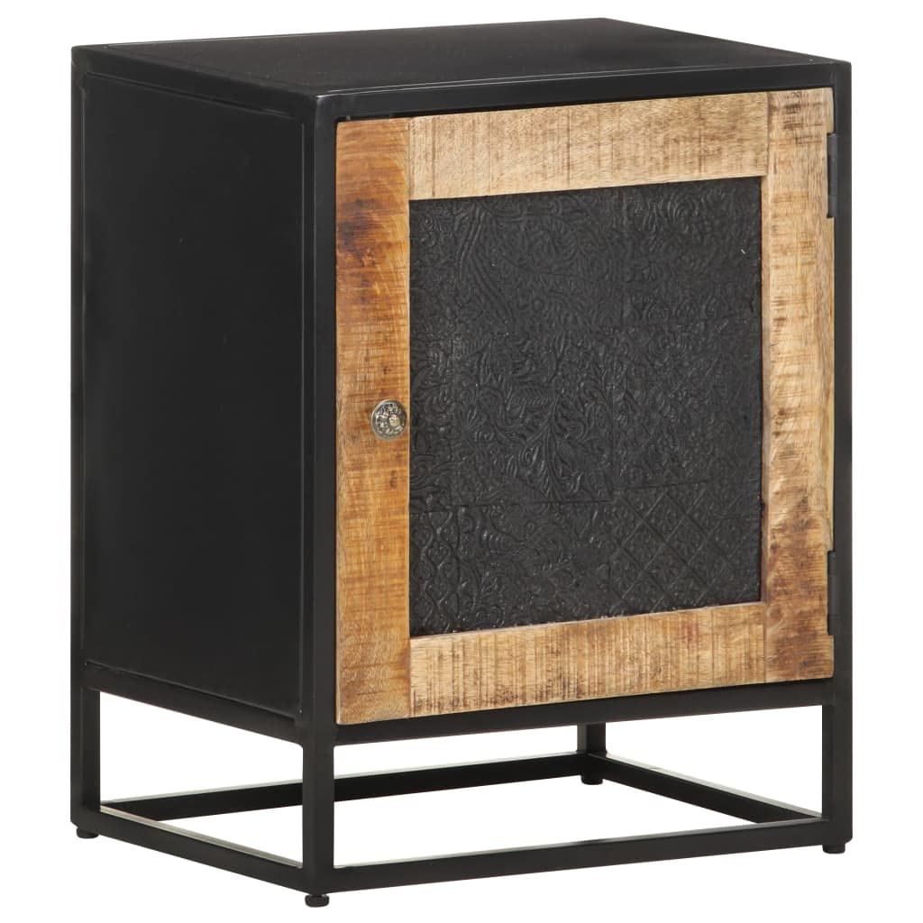 Modern Bedside Table - 15.7x11.8x19.7 Inch Solid Mango Wood Nightstand with Storage | Minimalist Bedroom Furniture for Apartment, Hotel & Living Room | Perfect for Small Spaces, Reading Nook & Bedside Organization