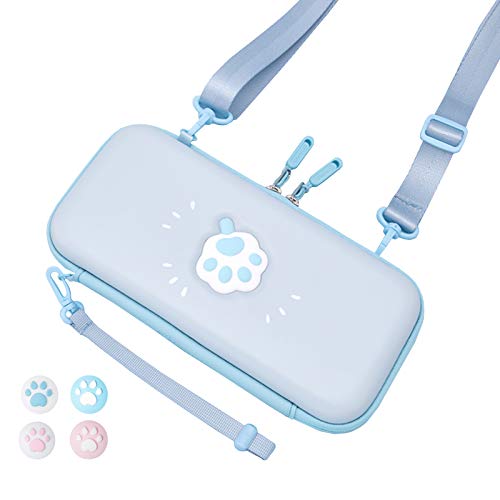 Nintendo Switch Lite Carrying Case - Ultra Slim Hard Protective Travel Bag with 8 Game Card Slots, Removable Strap & 4 Thumb Grips - Cute Paw Ice Cream Design - Perfect for Gaming on the Go, Travel & Daily Protection
