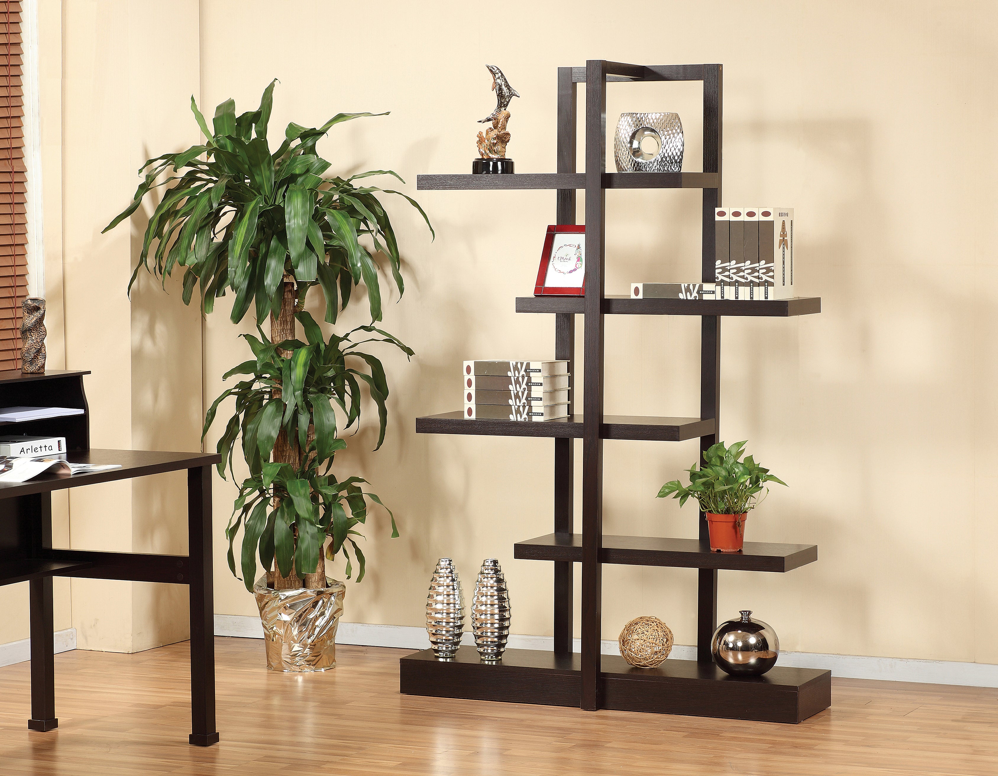 Dark Cherry Wood Display Shelf - Elegant Storage for Home Decor, Books & Collectibles - Perfect for Living Room, Bedroom or Office Organization