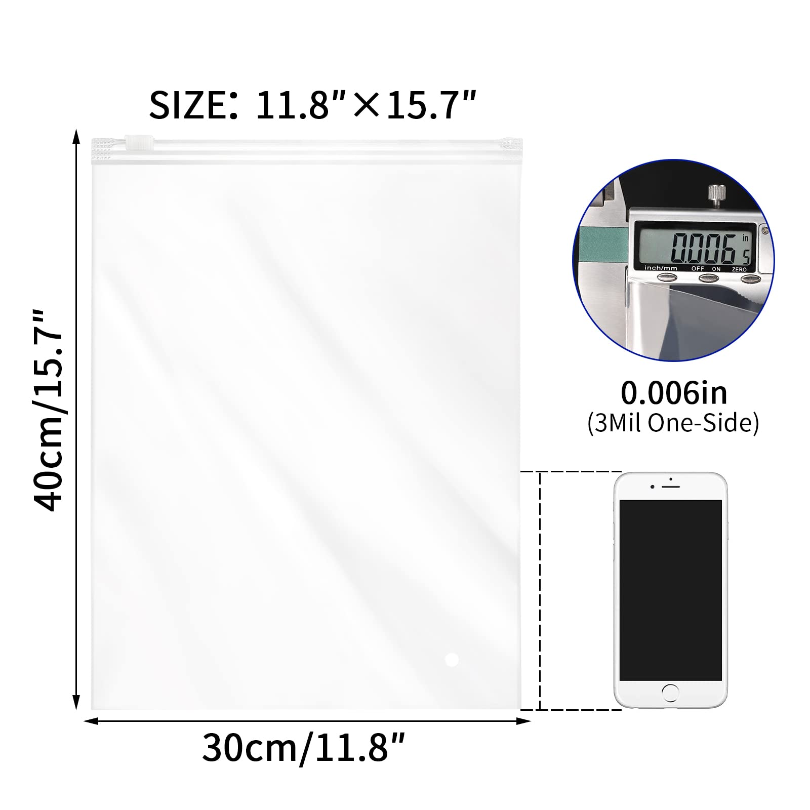 50 Pcs 14x18 Inch Heavy Duty Clear Zipper Bags for Organizing & Shipping - 3 Mil Thick Plastic Storage Bags with Vent Holes | Perfect for Mailing, Gift Packaging, Clothes Storage & Home Organization