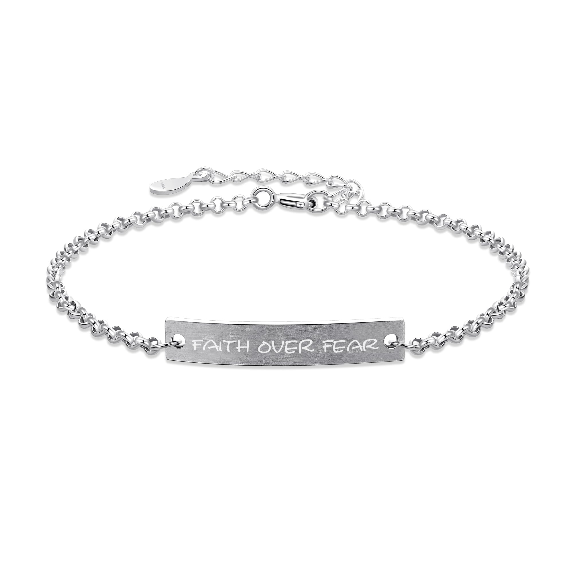 Faith Over Fear Bracelet for Women - 925 Sterling Silver Engraved Bible Verse Bracelet, Inspirational Christian Jewelry Gift for Her | Perfect for Daily Wear, Church, Prayer & Spiritual Encouragement by ALiLuYa