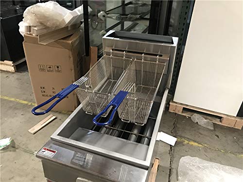 Commercial Deep Fryer NSF Certified - 50lbs Capacity, 120,000 BTU/Hr, Thermostat Controlled, Stainless Steel with 2 Baskets - Natural Gas or Propane Compatible for Restaurants, Food Trucks & Catering Businesses