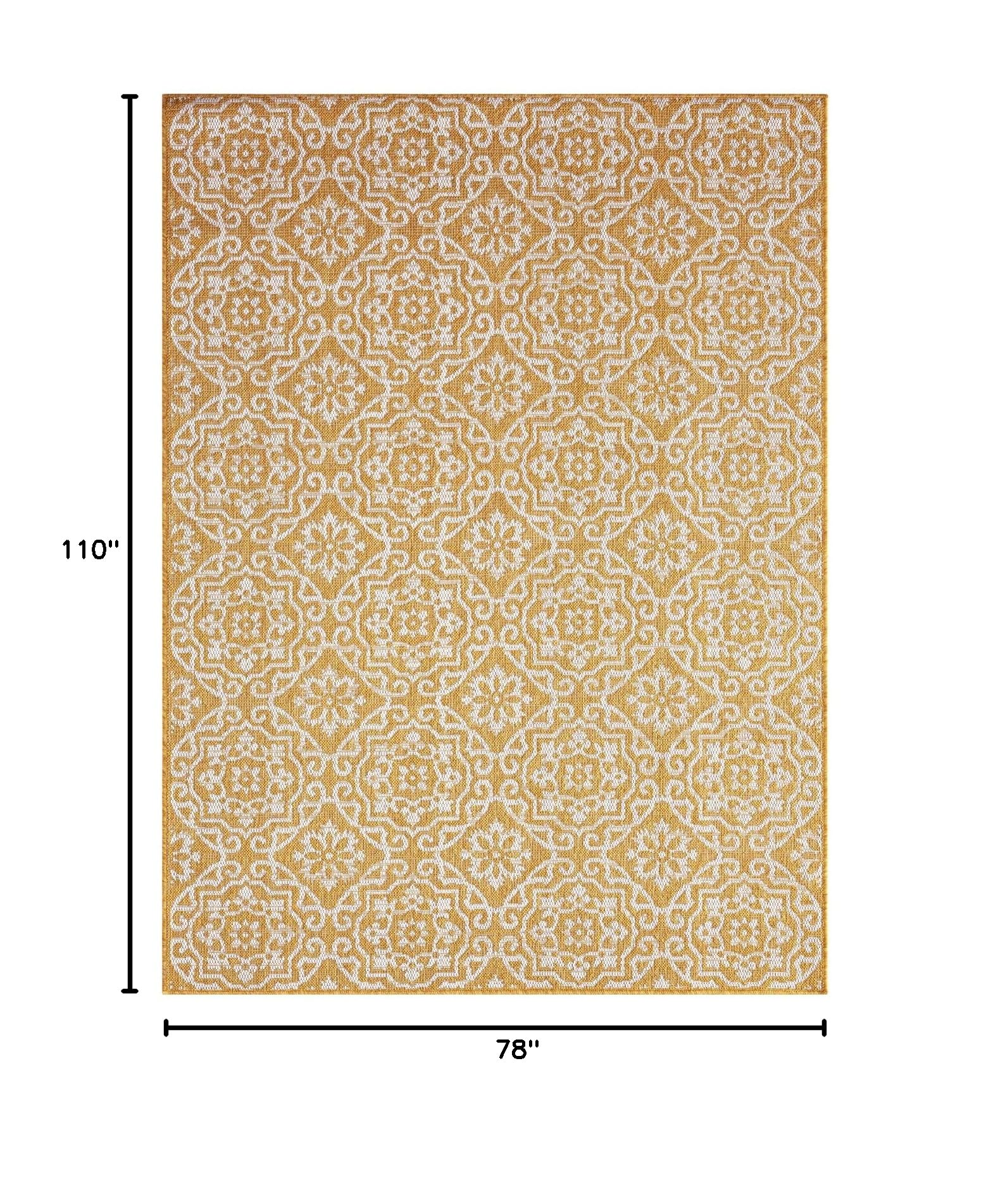 Nicole Miller New York Patio Country Danica Transitional Geometric Indoor/Outdoor Area Rug - Yellow & White - 6'6