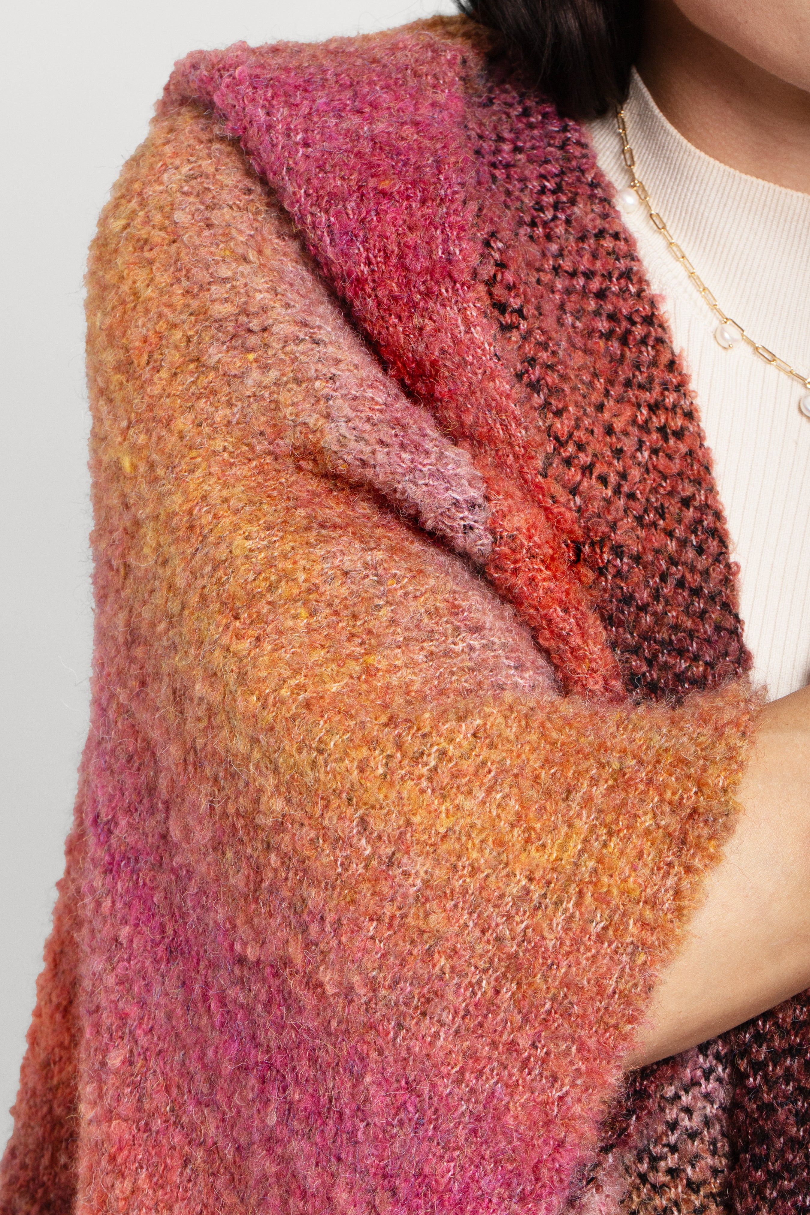 Stylish Hooded Kimono with Multicolor Gradient - Perfect for Loungewear, Yoga, and Beach Cover-Up