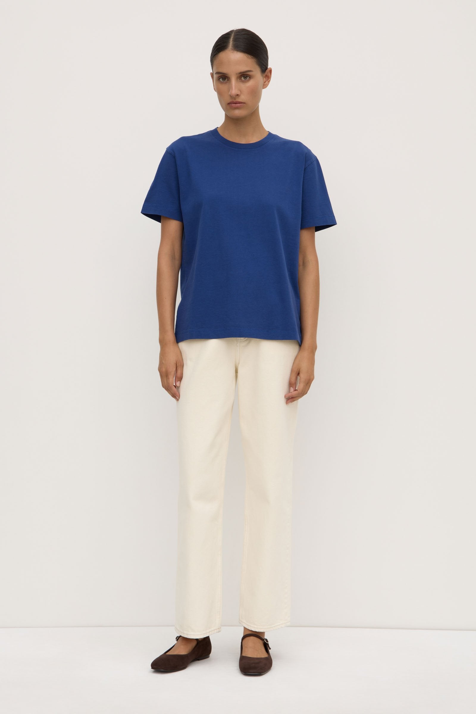 Organic Women's Base Tee in Ultramarine Blue - Soft Comfortable Essential T-Shirt for Casual Wear, Layering & Everyday Outfits