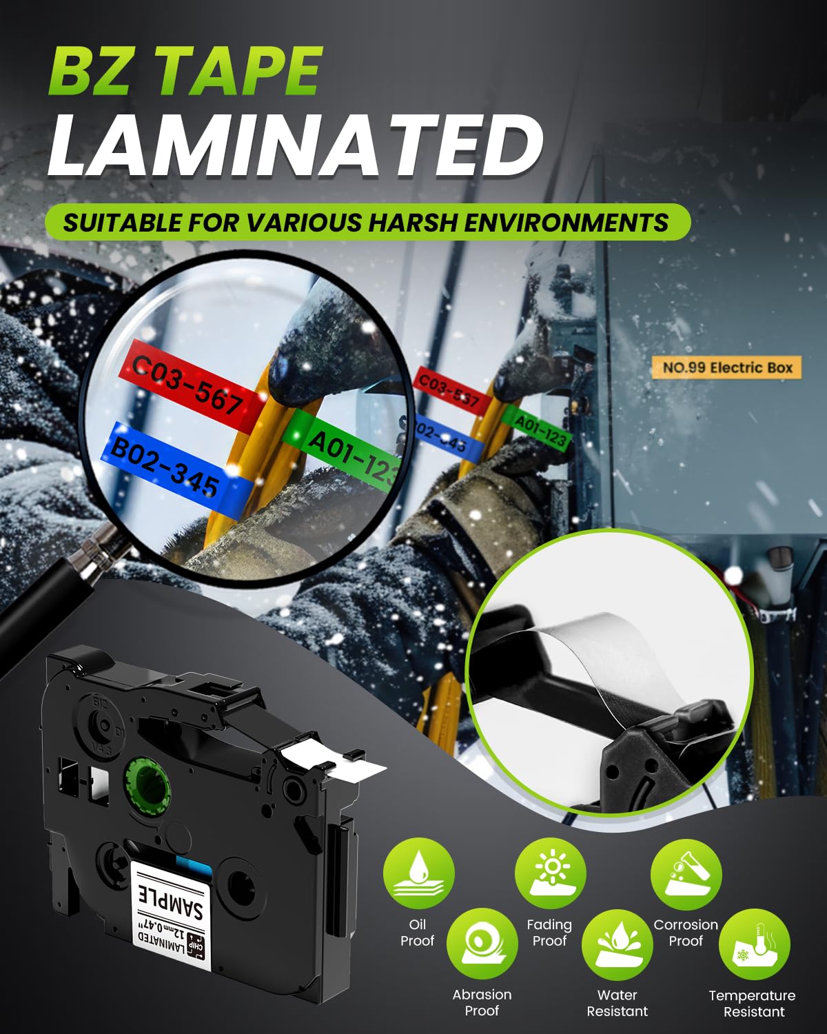 H1100 Portable Label Maker Machine with Backlit Screen & Keyboard - Waterproof Industrial Labeling Device for Cable, Wire, Network Organization - Perfect for Office, Warehouse, and Home Use