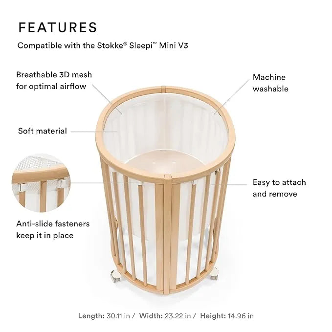 Stokke Sleepi V3 Mini Crib Mattress Cover - Breathable Mesh Liner for Newborns & Infants | Perfect for Nursery, Daycare & Travel Use