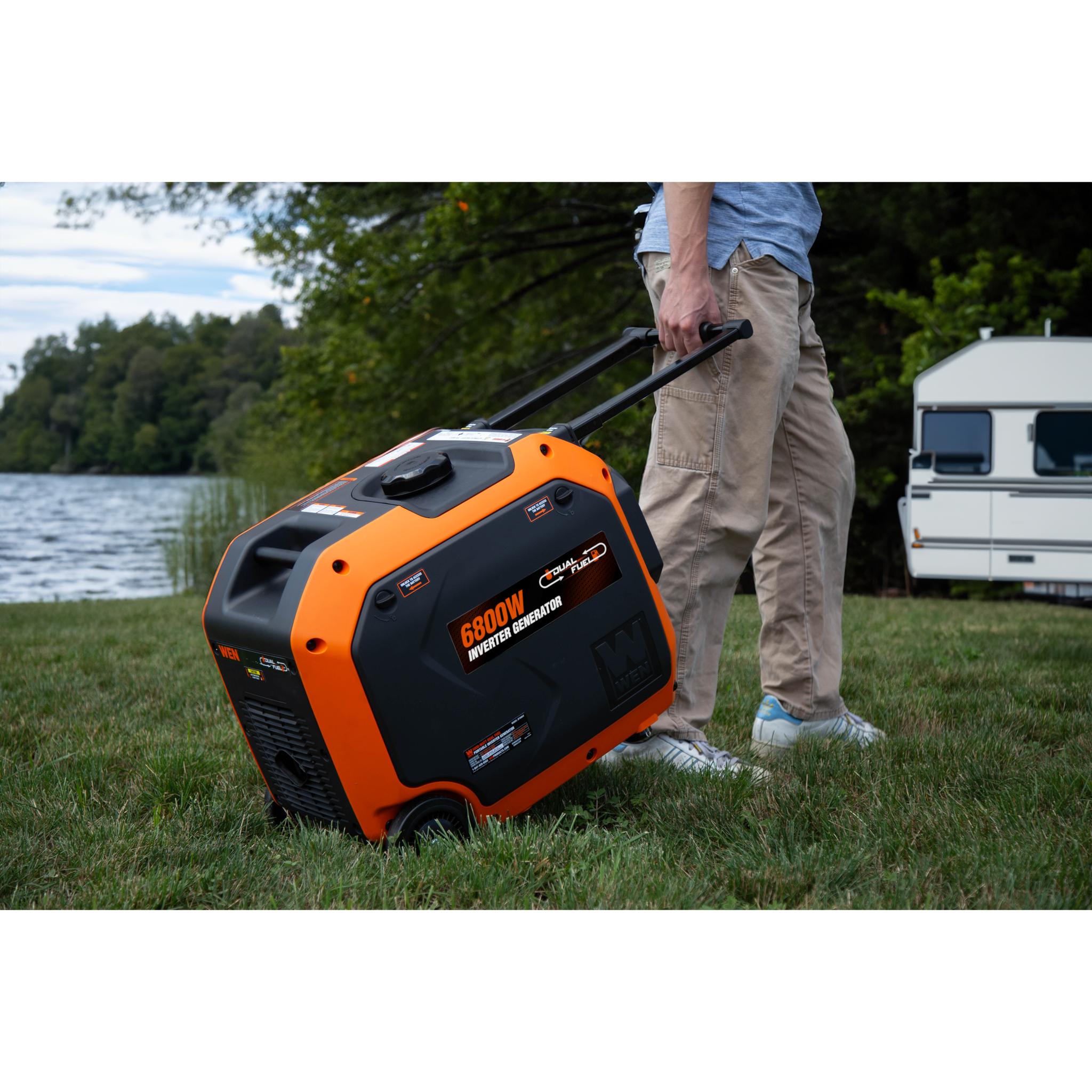 WEN DF680iX 6800W Dual Fuel Portable Inverter Generator with Electric Start - RV Ready, CO Watchdog & Fuel Shut Off | Backup Power for Home, Camping & EV Charging | Quiet Gas/Propane Generator for Emergency & Outdoor Use