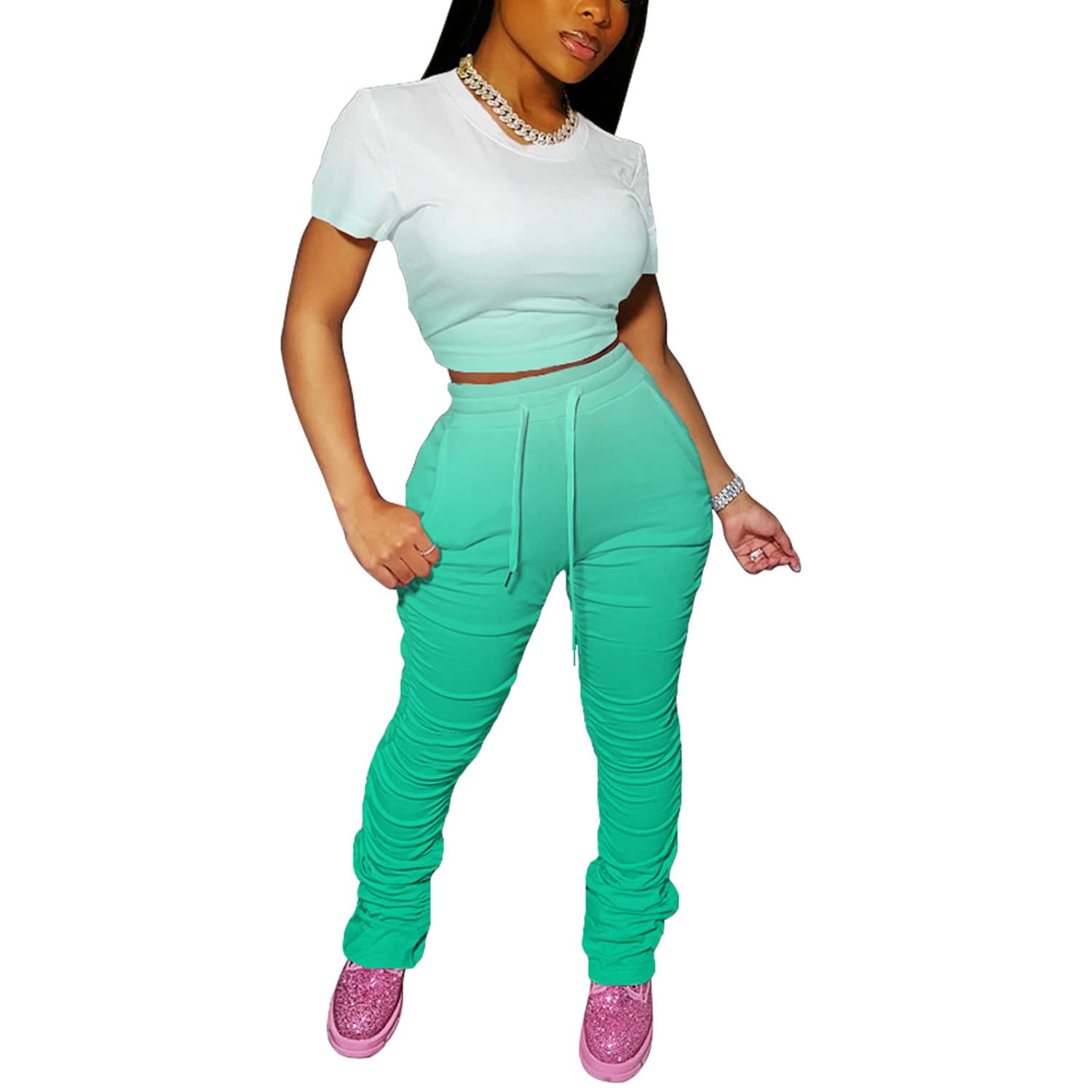 PINSV Women's 2 Piece Outfits - Summer Lounge Wear & Bodycon Workout Sets - Comfortable Yoga Clothes for Gym, Running, Travel & Casual Wear