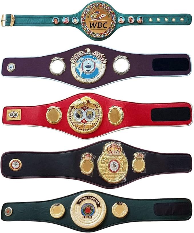 Authentic WBC WBA WBO IBF IBO Championship Boxing Belts - Size 5 for Adults - Premium Quality Replica - Perfect for Boxing Fans, Collectors, and Sports Memorabilia Display