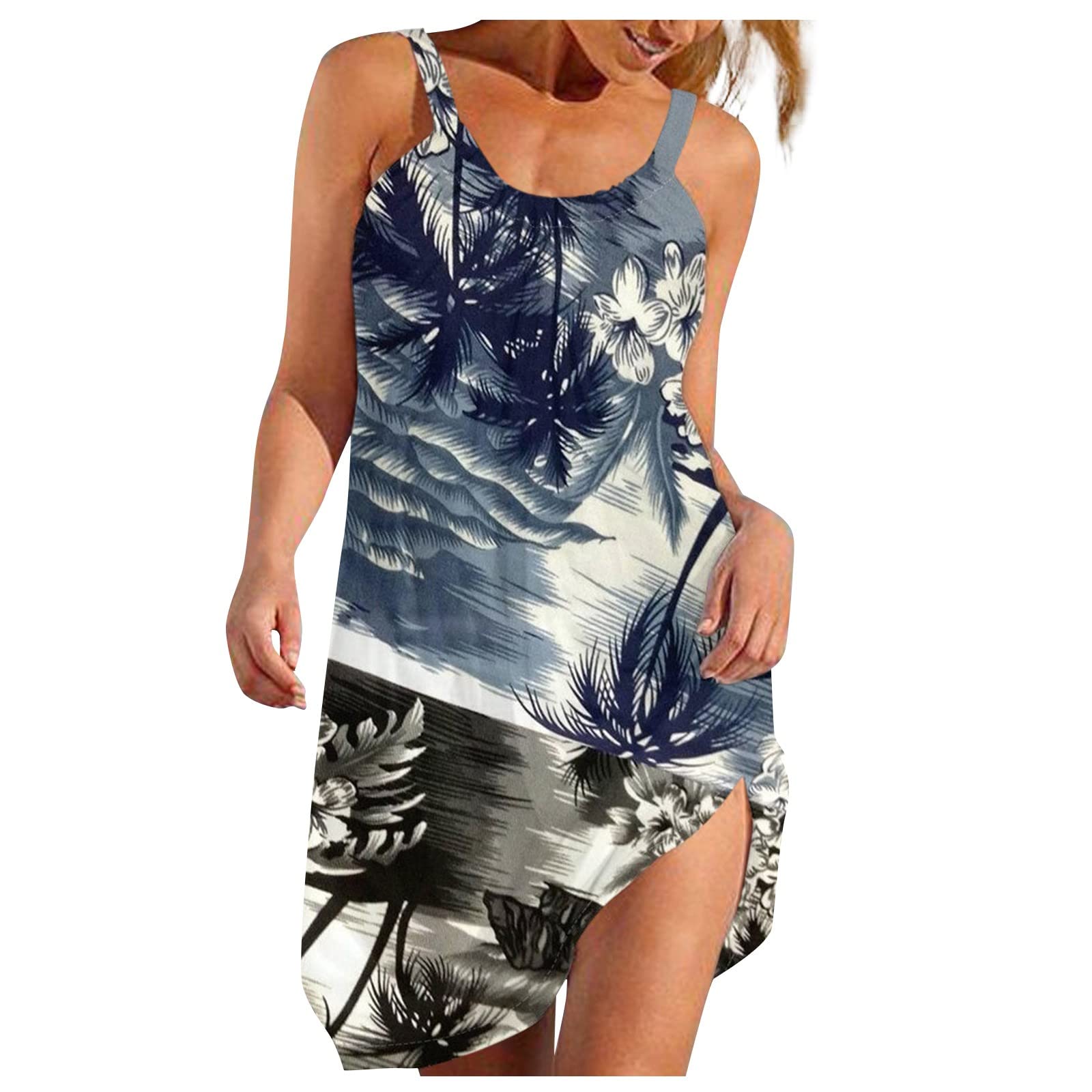 KUIOLYPOER Women's Sexy Summer Dress - Boho Elegant Sleeveless Printed Sundress for Beach, Vacation & Casual Wear | Comfortable Fashion Dress for Women