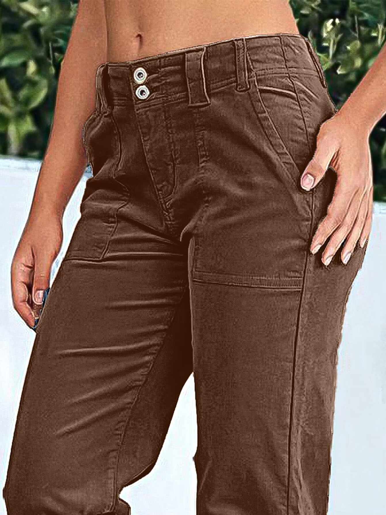 Flamingals Women's Wide Leg Corduroy Pants - Mid Waist Flare Straight Leg Casual Dress Pants for Work, Office & Everyday Wear | Trendy Comfortable Workout Jeans for Women