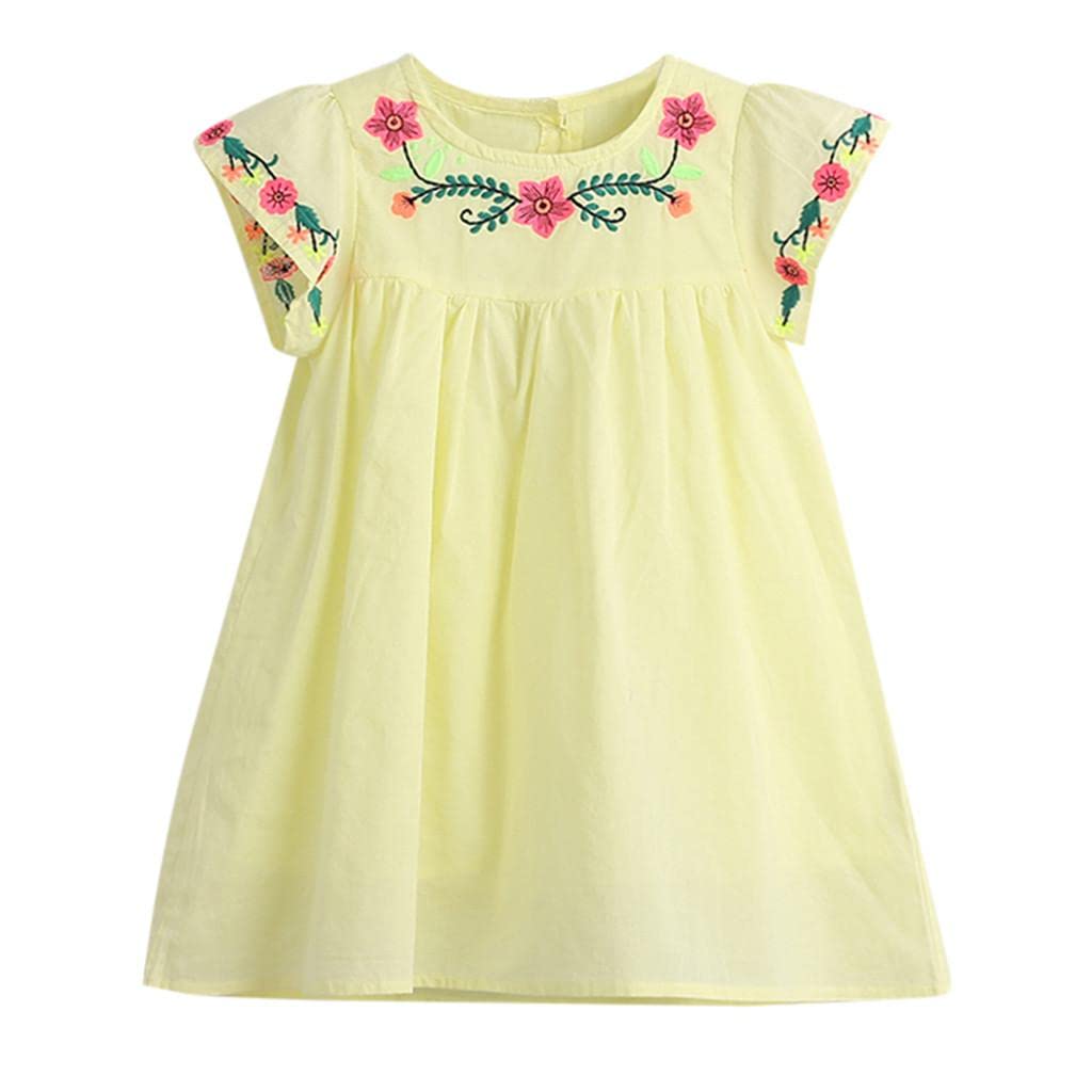 **Toddler Girls Summer Dresses - Sleeveless Cartoon Sun & Cloud Print Baby Clothes for 1-6 Years Old | Playtime, Beach & Outdoor Fun**