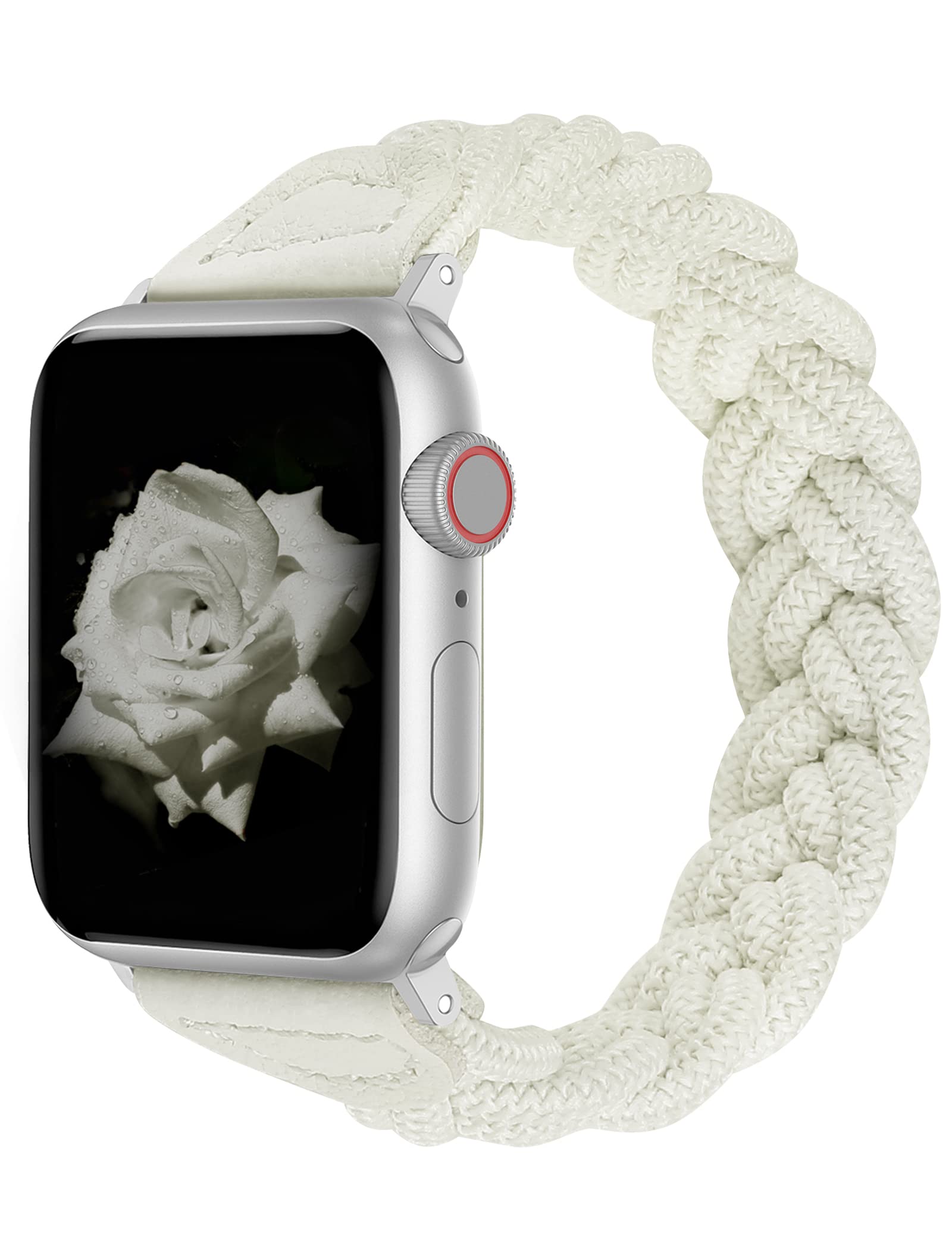 Stretchy Braided Solo Loop Band for Apple Watch 38mm 40mm 41mm 42mm 44mm 45mm 49mm - Soft Elastic Woven Bracelet Compatible with iWatch Series 8/7/6/5/4/3/2/1 & SE - Perfect for Workouts, Running & Everyday Wear