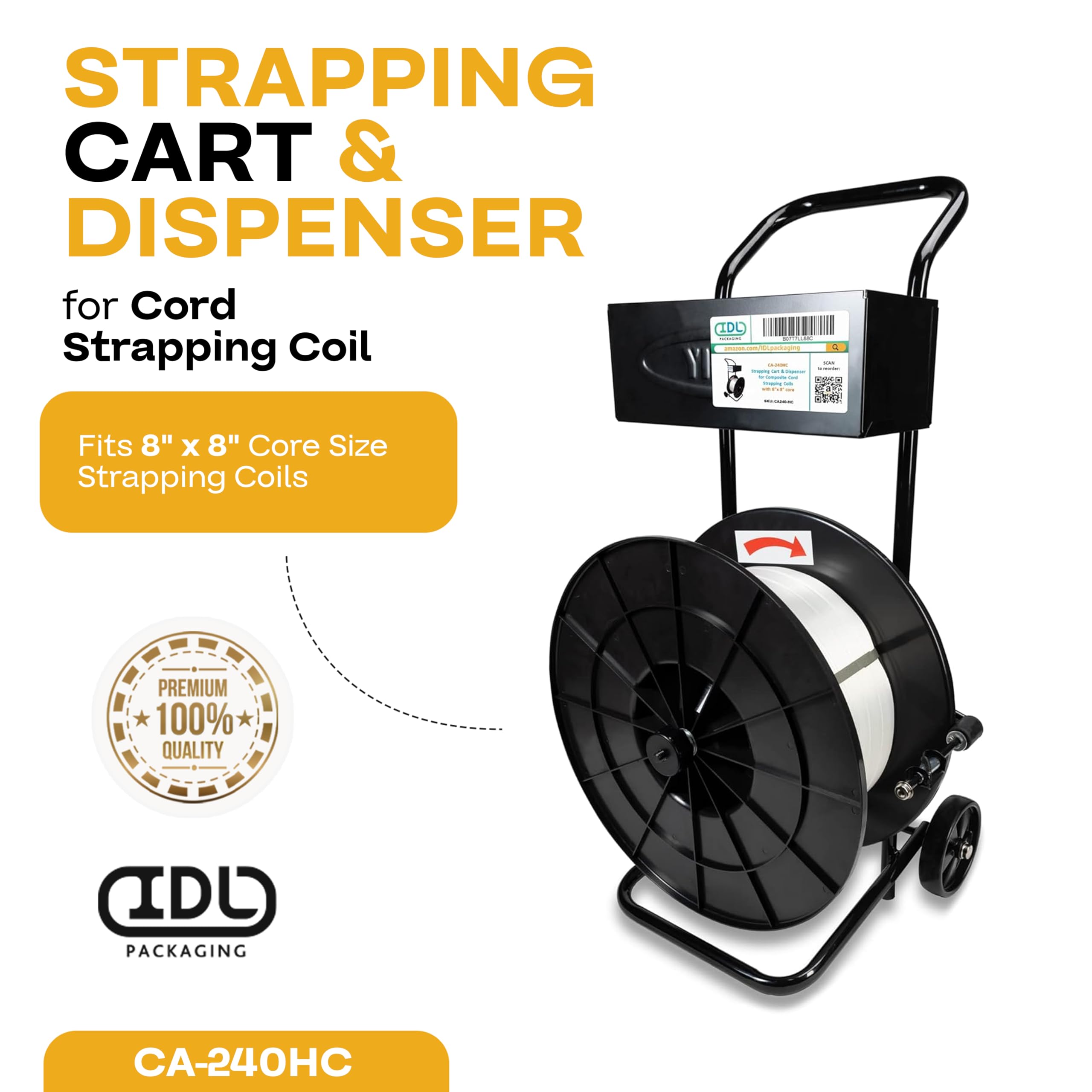 IDL Packaging CA-240HC Heavy-Duty Strapping Cart & Dispenser for 8