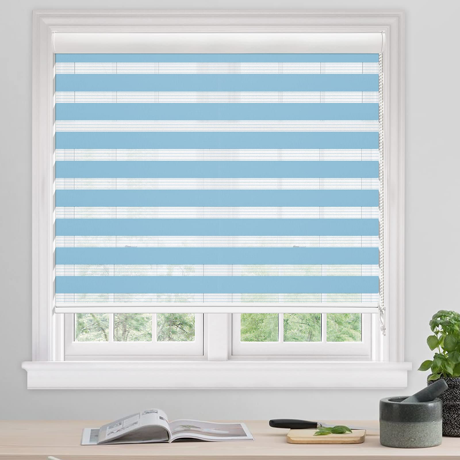 Modern Zebra Roller Blinds - Light Filtering Dual Layer Window Shades for Day & Night Use - Custom Size Horizontal Blinds for Living Room, Bedroom, Kitchen & Office - Perfect for Light Control & Privacy in Any Space