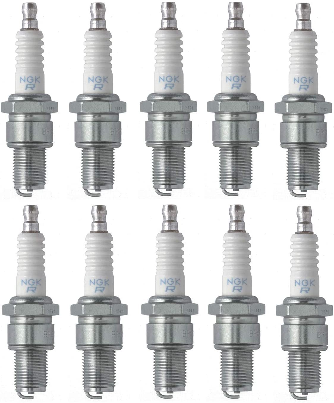 NGK 5722 BR9ES Spark Plugs - Pack of 10 | High Performance Copper Core for Motorcycles, ATVs & Snowmobiles | Reliable Ignition in Cold Weather & High RPM Conditions
