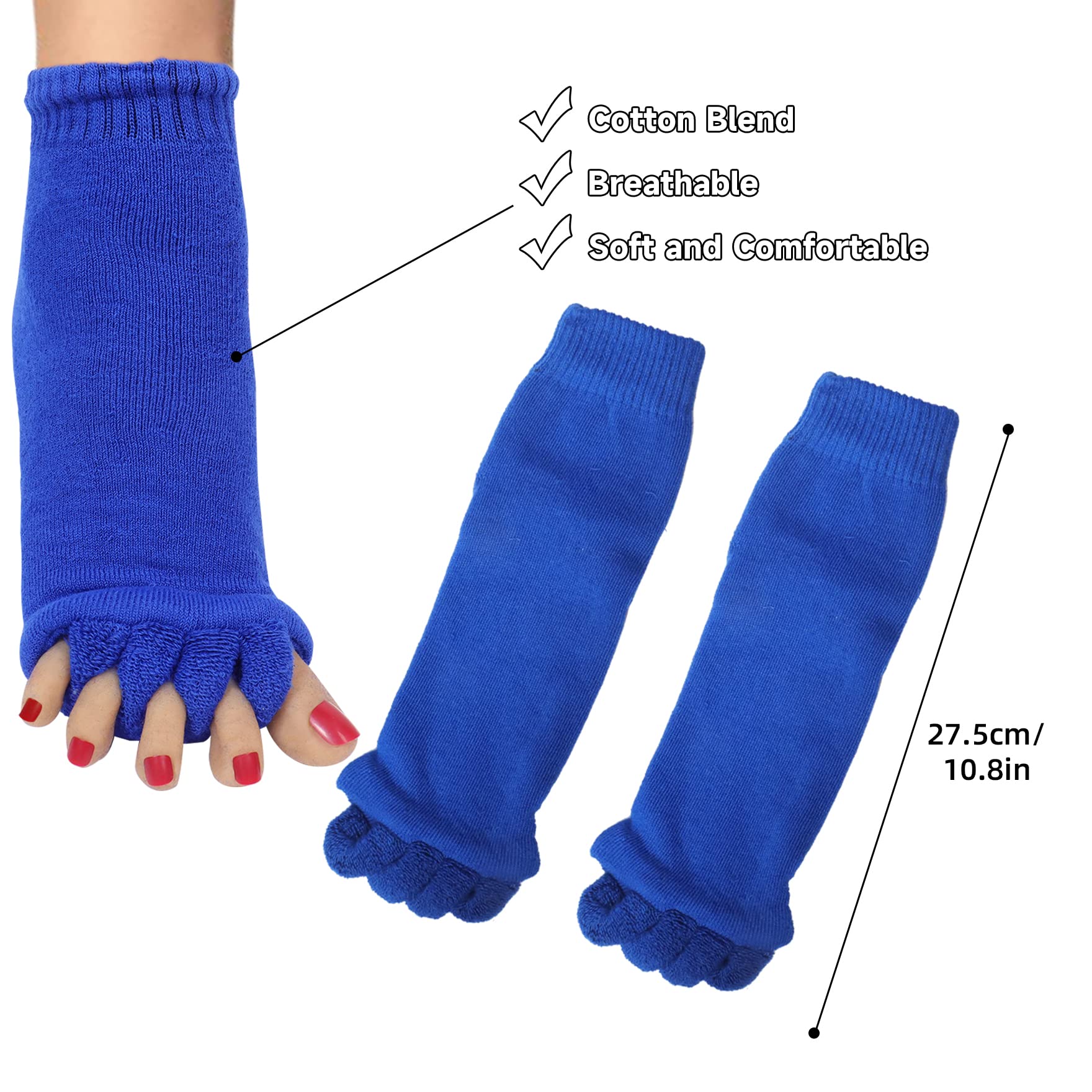 Klmnop Women's Yoga & Gym Toe Separator Socks - 3 Pack for Foot Alignment, Five Toe Design - Perfect for Yoga, Pilates, Workouts & Post-Workout Recovery