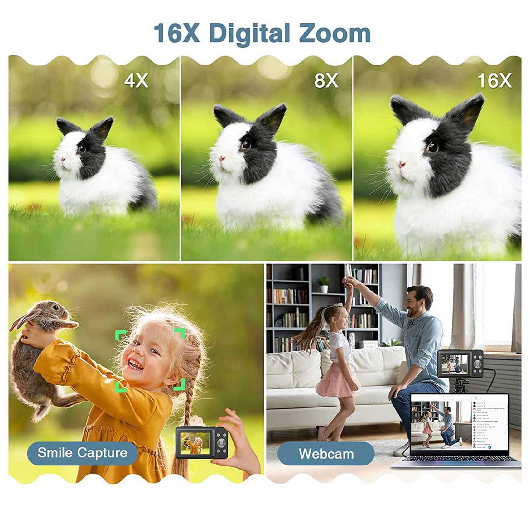 2X 1080P HD Digital Camera 44MP - Compact 2.4