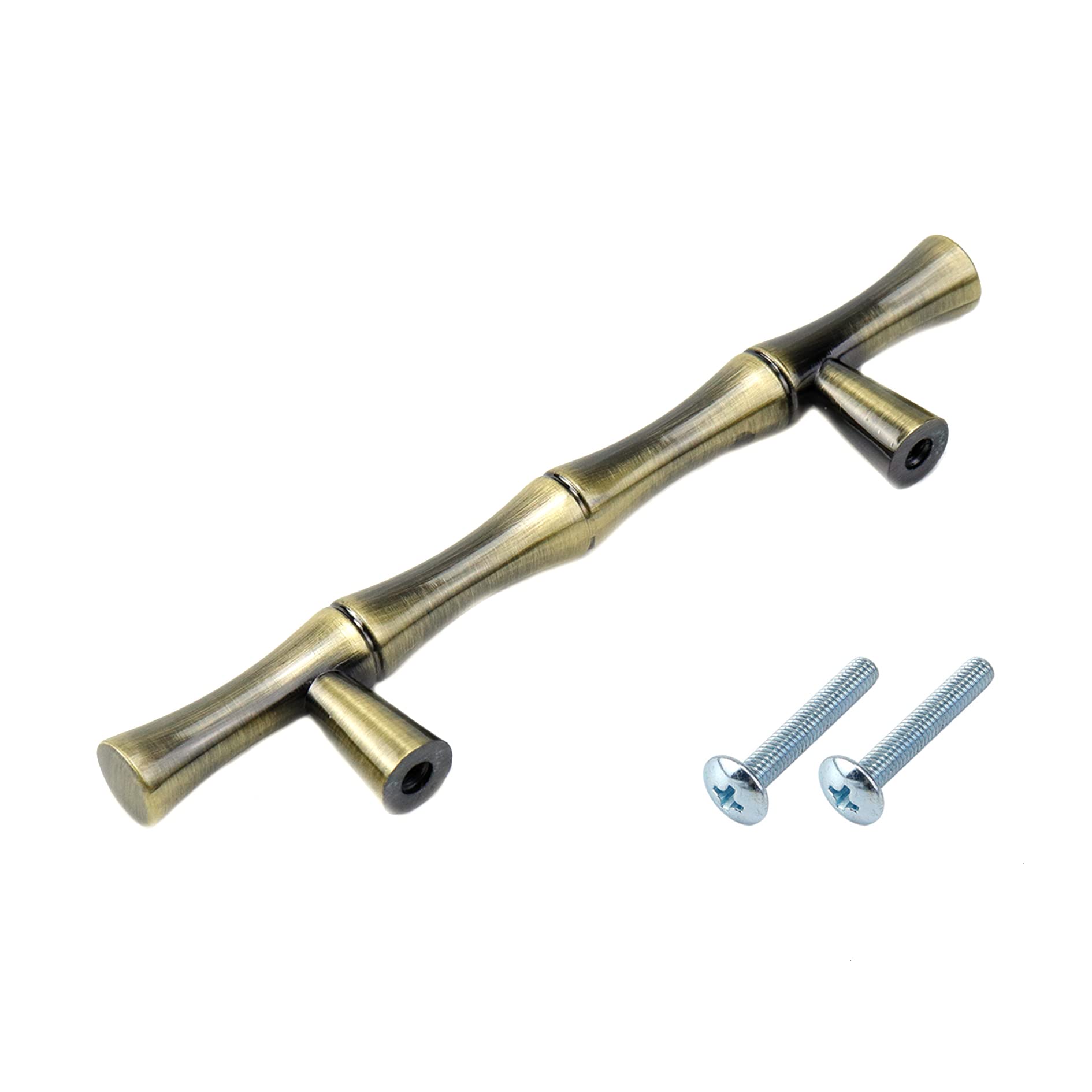 2PCS Zinc Alloy Bamboo Shaped Cabinet Handles - 3 Inch Hole Center Bronze Drawer Pulls with Screws for Bathroom, Kitchen, Office Furniture - Durable & Stylish Hardware for Cabinets, Dressers & Storage Drawers