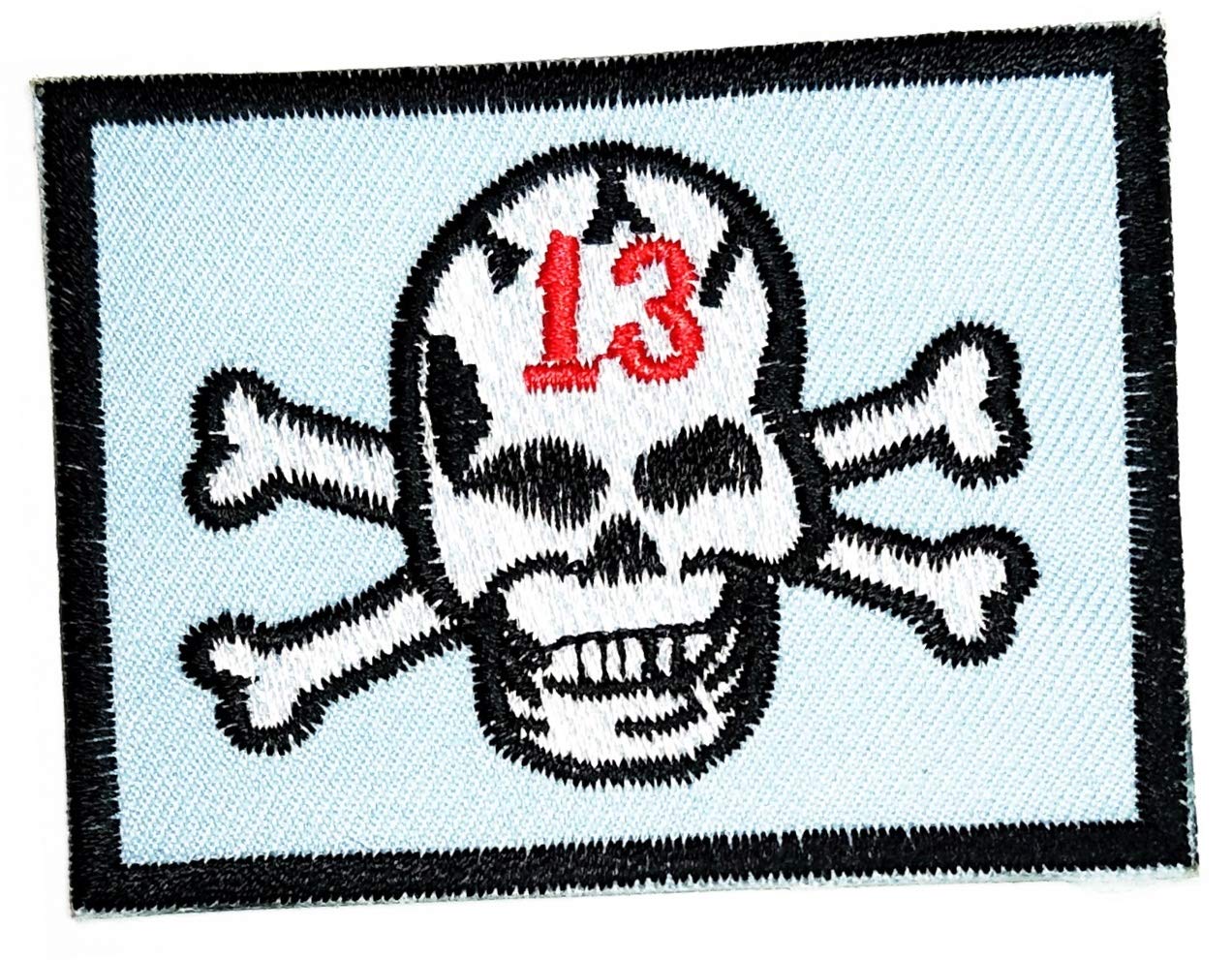 PARITA 10-Pack Embroidered Iron On Patches - Crossbones Skull Number 13 Blue Flag Cartoon Design for Kids, Ghost Skull Badge for Motorcycle Jackets, Jeans, Backpacks & DIY Crafts - Durable Fabric Patches for Uniforms & Costumes