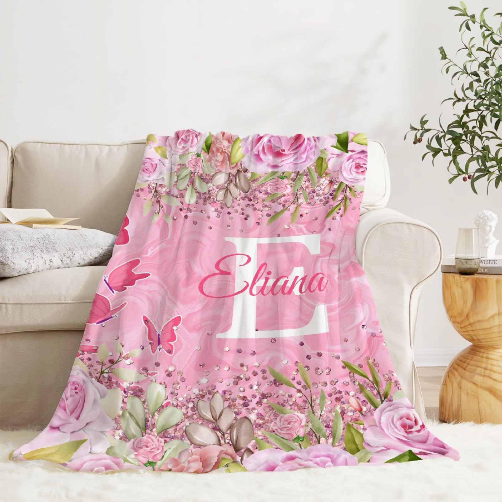 Personalized Baby Blankets for Girls & Boys - Custom Name Baby Blanket Gift | Soft Pink Butterfly Fleece Throw for Newborns | Nursery Bedding, Baby Shower Gift, Cozy Family Cuddle Time