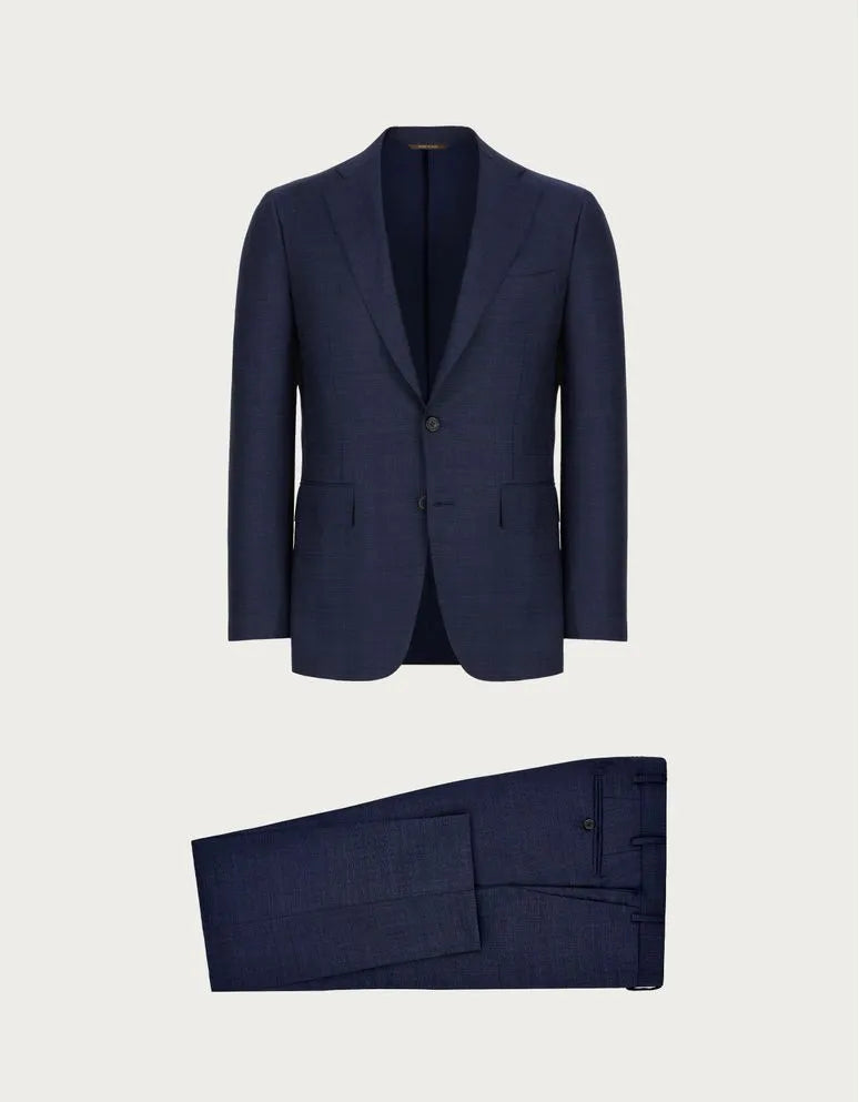 CANALI Men's Blue Sharkskin Suit - Premium Slim Fit Business Suit for Weddings, Office & Formal Events