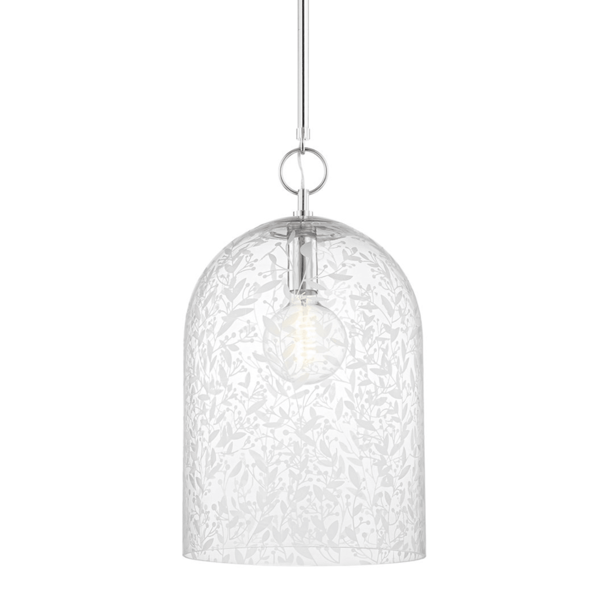 Belleville Polished Nickel & Glass Pendant Light Fixture - 2 Size Options for Kitchen Island or Dining Room Lighting