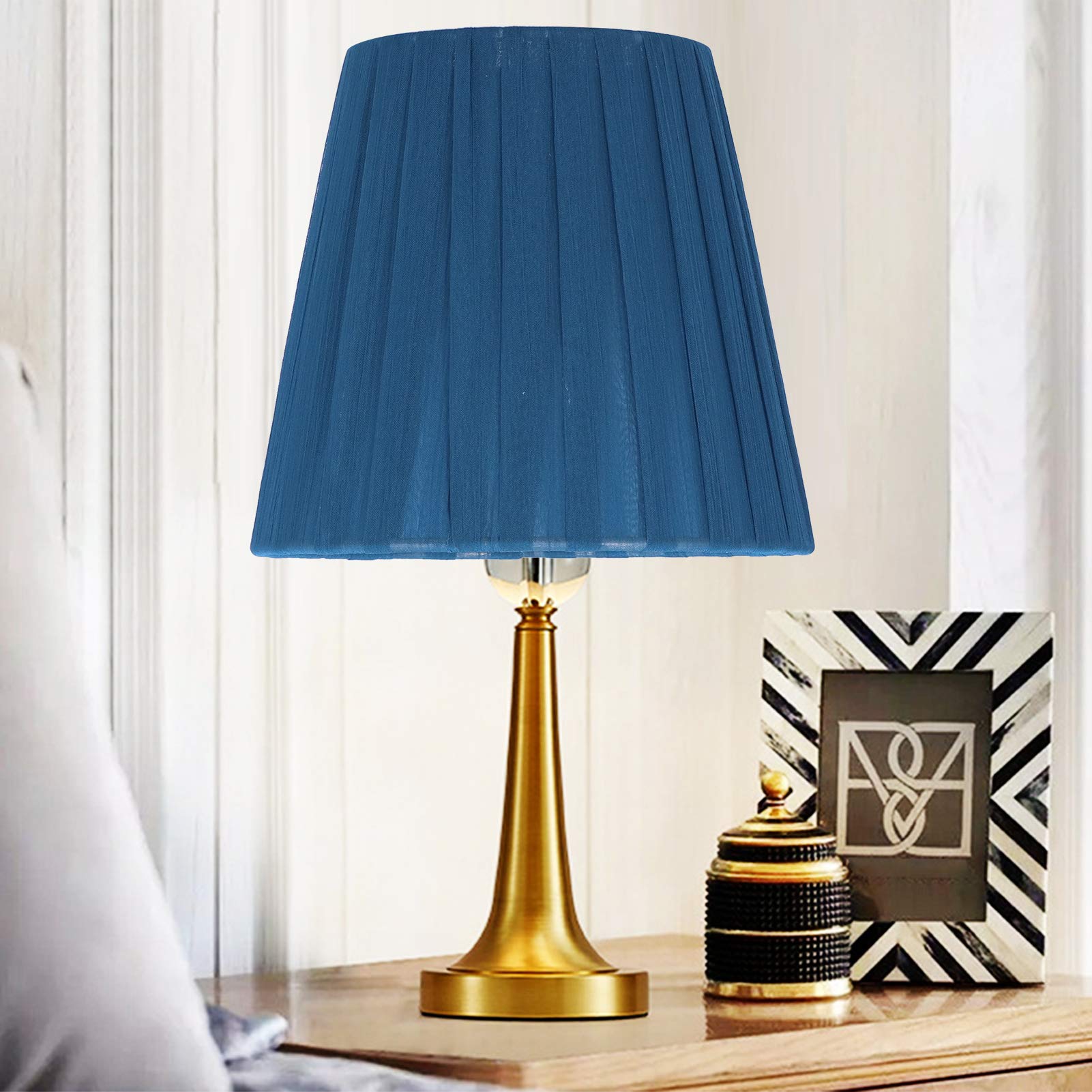 Modern Clip-On Lamp Shades 3.5/5.1/5.5 Inch - Exquisite Blue Lampshades for Chandelier & Wall Lights - Compatible with Small Size A/B/C/F/P Bulbs - Perfect for Bedroom, Living Room & Dining Room Lighting Decor