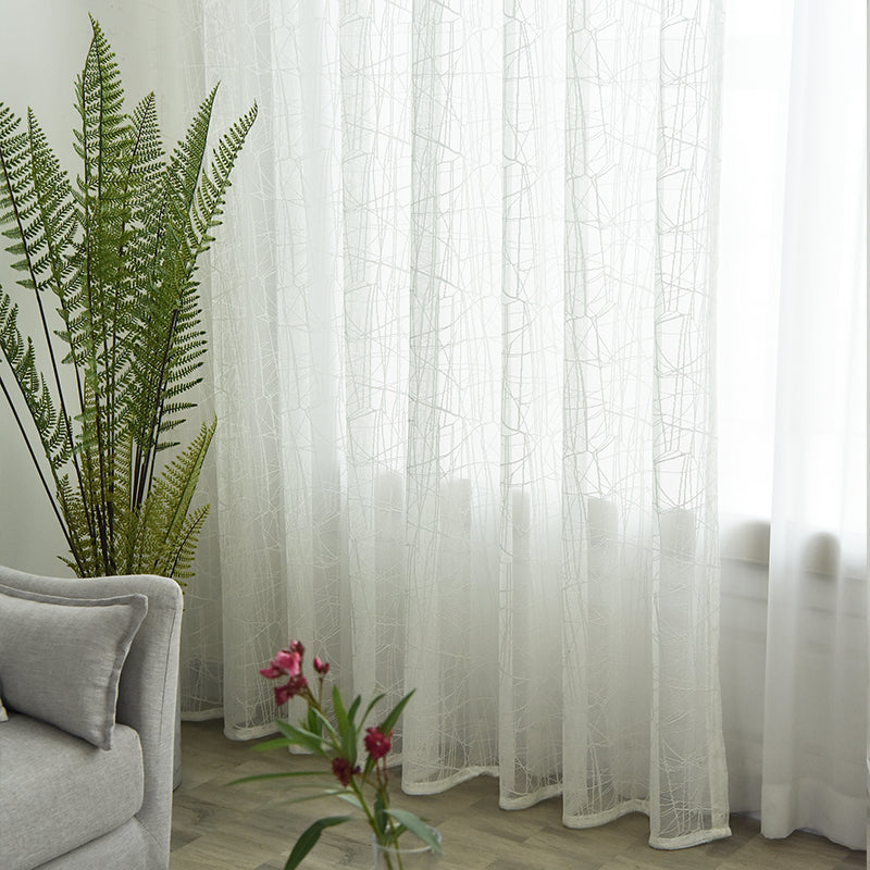 Miahla Gauze Geometric Grommet Sheer Custom Window Curtains - Light Filtering Drapes for Living Room, Bedroom & Nursery