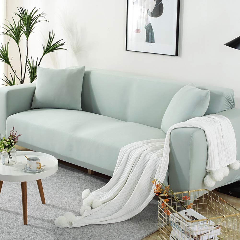 Nileco Stretch Sofa Cover Slipcover - Anti-Slip, Breathable Furniture Protector for Couches & Loveseats (Light Green, 57-73 inch) - Perfect for Living Room, Apartment & Pet-Friendly Homes