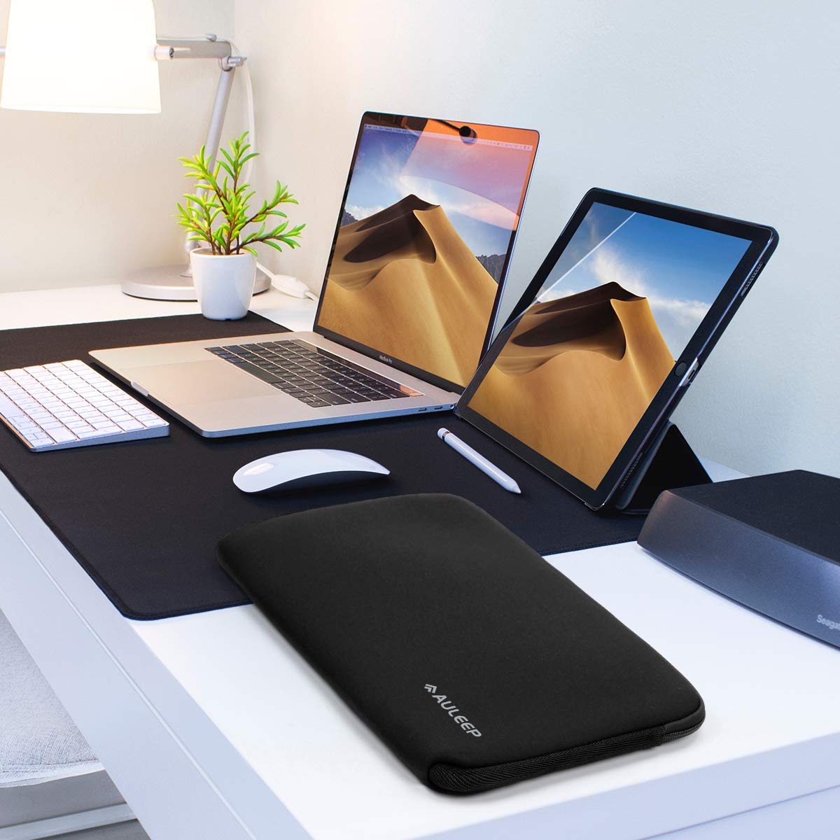 AULEEP 11-12 Inch Neoprene Laptop Sleeve, Water-Resistant Notebook & Tablet Carrying Case for Acer/Asus/Dell/Lenovo/HP, Black - Perfect for Office, School, and Travel