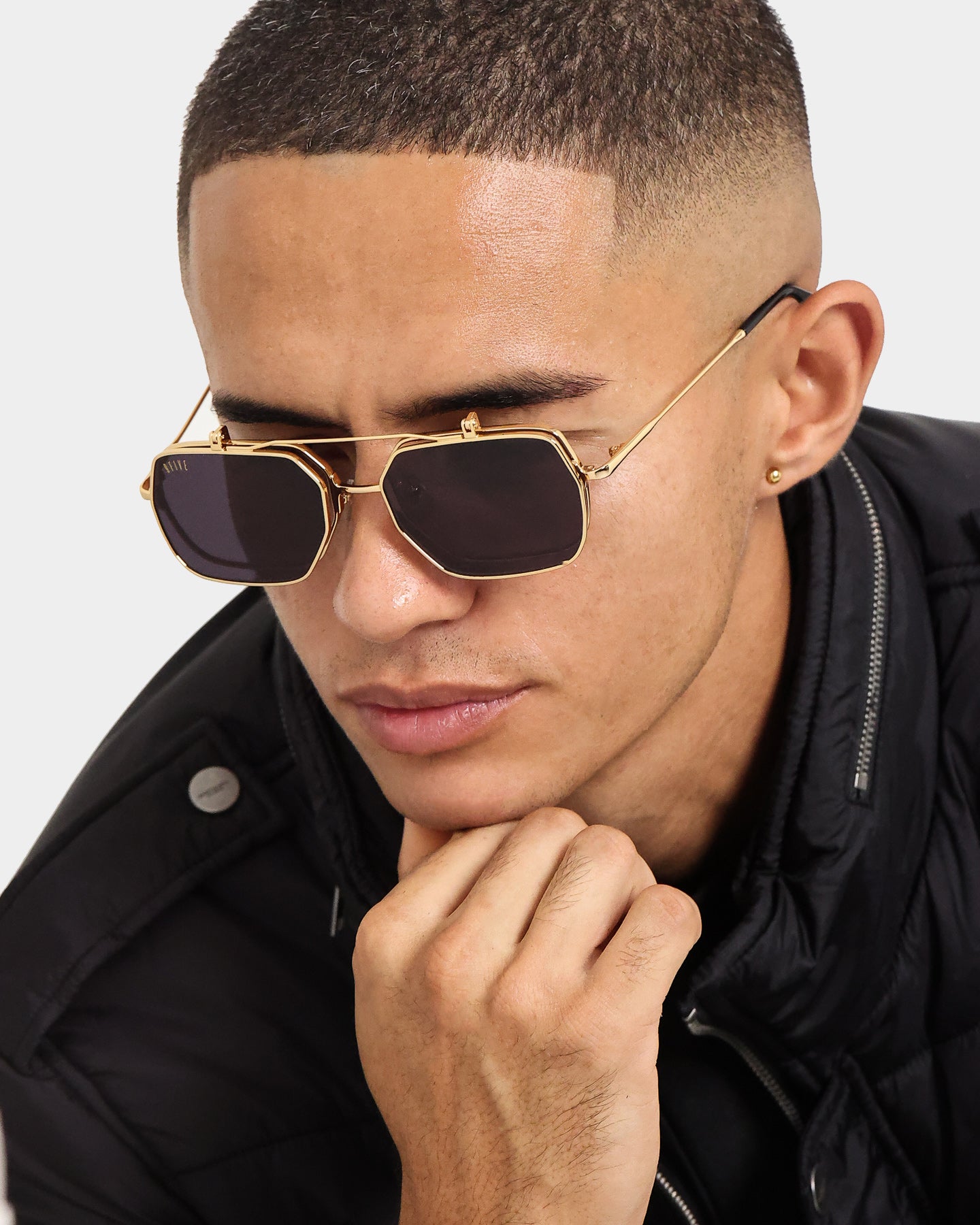 9FIVE Clarity Flip Up Sunglasses - Black/Gold Polarized Lenses for Outdoor Sports & Driving - UV Protection, Stylish & Durable Eyewear for Men & Women