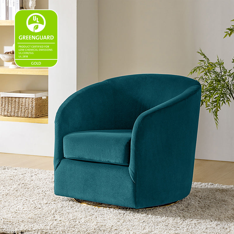 Emanuela Velvet Swivel Barrel Armchair - Modern Accent Chair for Living Room, Bedroom & Office - 360° Rotating Comfortable Lounge Chair with Soft Upholstery - Perfect for Reading, Relaxing & Home Decor