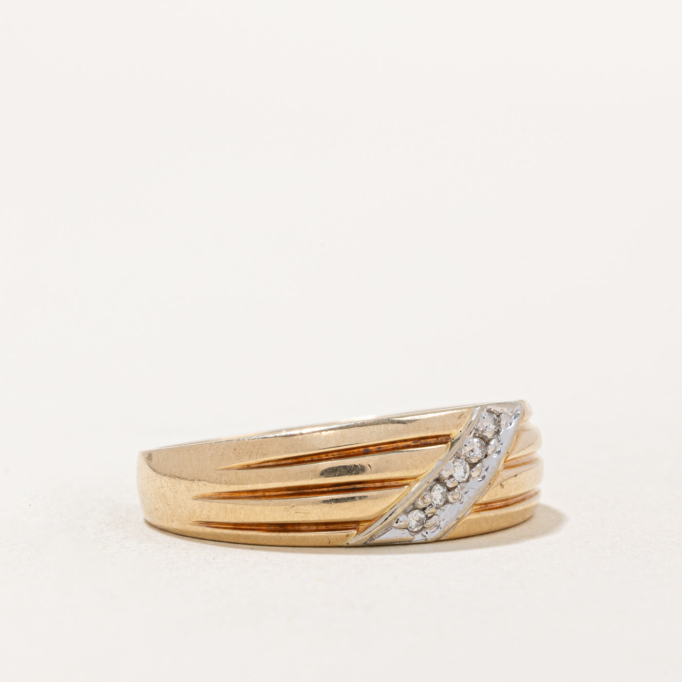 Elegant Diamond Diagonal Row Ring - 0.05ctw Sparkling Gemstone Jewelry - Size 9.75 - Perfect for Engagement, Anniversary & Special Occasion Gifts