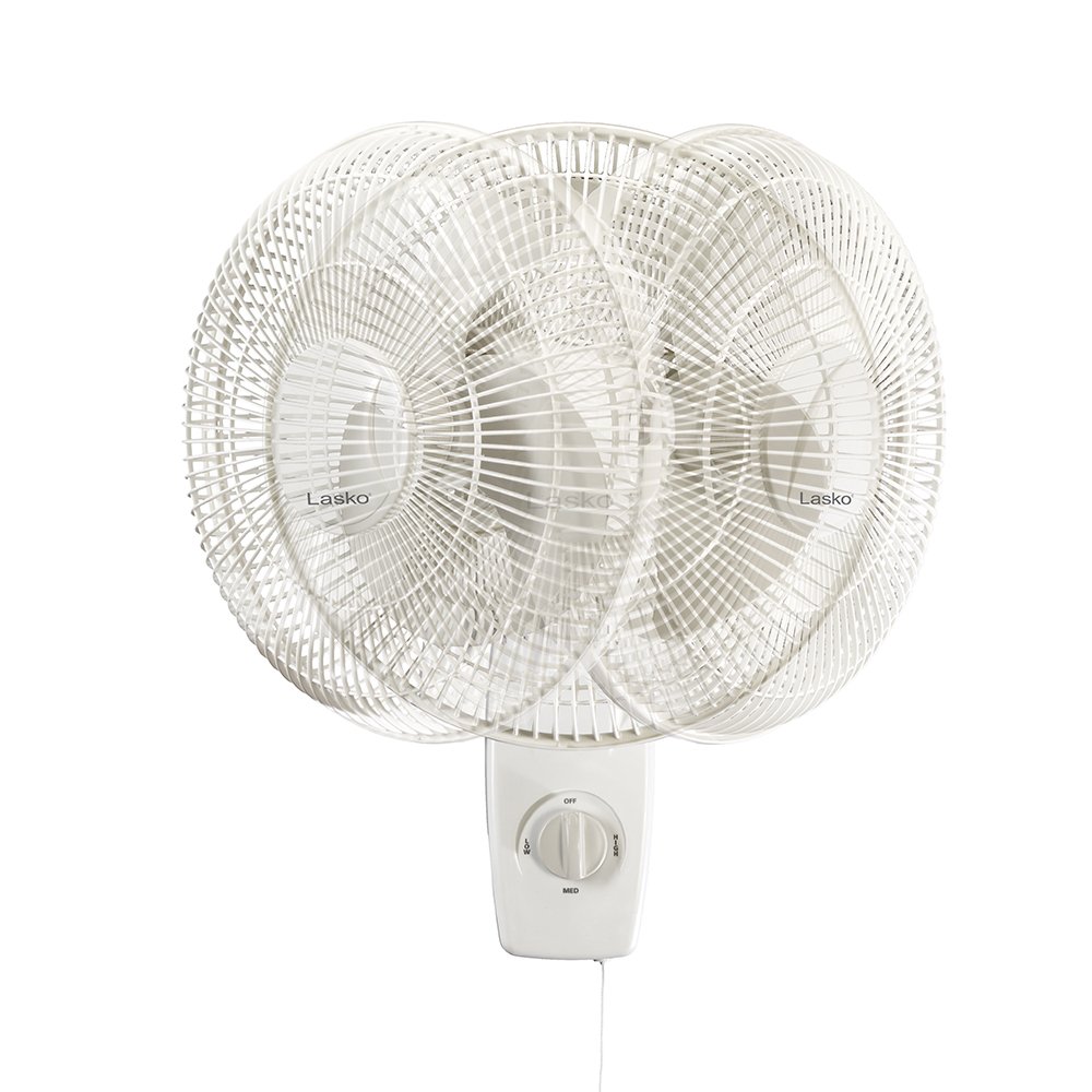 Lasko 3012 12-Inch Wall Mount Fan with Adjustable Tilt - Quiet Cooling for Bedroom, Office & Garage - White
