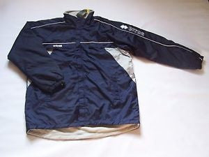 ERREA Fleece Lined Coaches Jacket - Navy/Grey Pitchside Warm-Up Jacket for Football, Baseball & Outdoor Sports