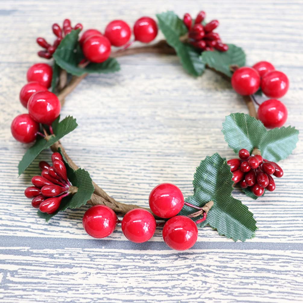 ABOOFAN 4-Piece Christmas Candlestick Garland Set - Holiday Candle Wreaths with Holly & Floral Decor for Autumn & Winter Seasons | Perfect for Fireplace Mantel, Dining Table Centerpiece, and Festive Home Decor