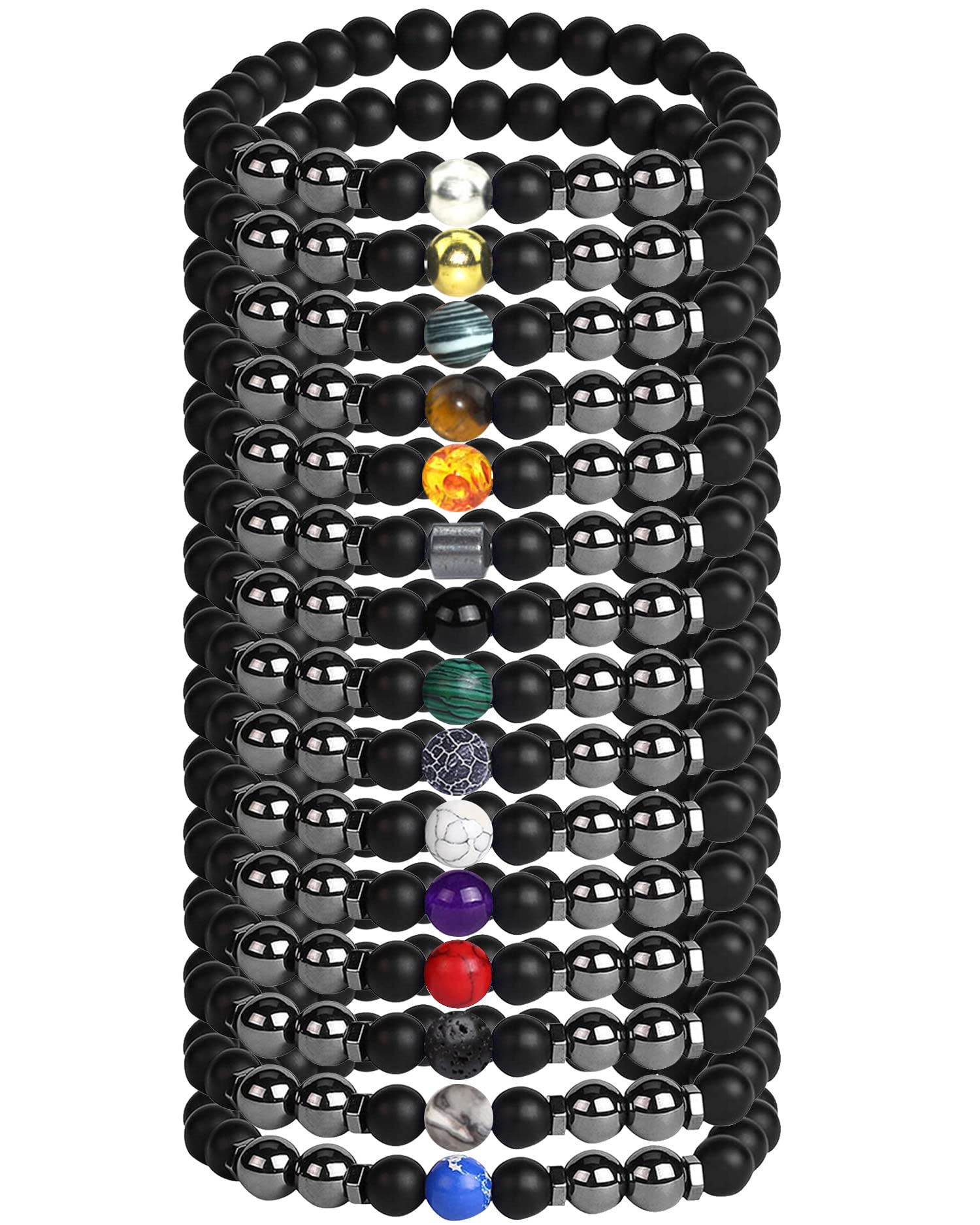 Anti-Swelling Black Obsidian Slimming Ankle Bracelet for Men & Women - Adjustable Lymphatic Drainage Beaded Anklet with Chakra Energy Protection - 15pc Mixed Color Set - Perfect for Yoga, Meditation & Wellness Gifts