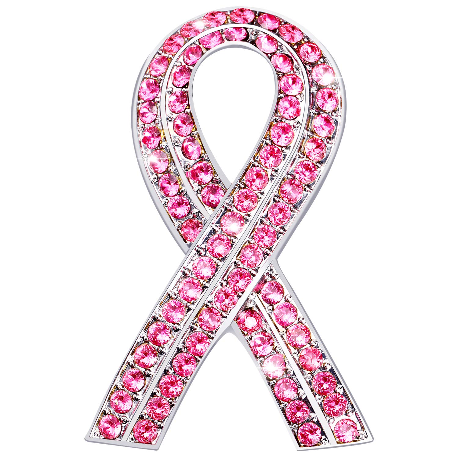 WILLBOND 8-Piece Pink Ribbon Breast Cancer Awareness Pin Set - Crystal Brooch Lapel Pins for Women, Perfect for Charity Events, Fundraisers & Showing Support