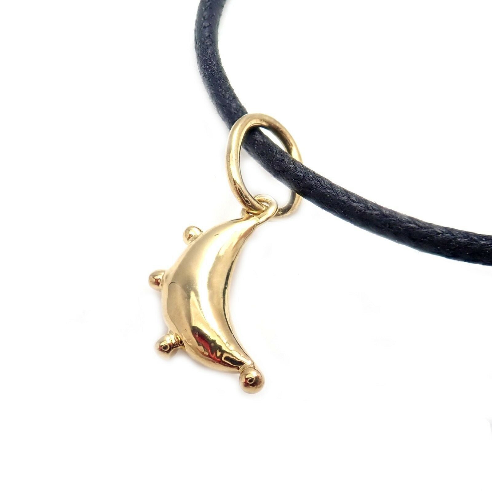 18K Gold Crescent Moon Charm Cord Bracelet by Temple St Clair - Elegant Layering Jewelry for Everyday Wear & Special Occasions