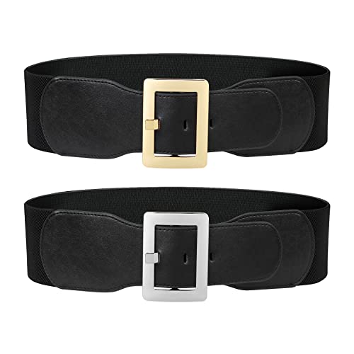 C: (2 Pack) Black - Silver+gold Buckle
