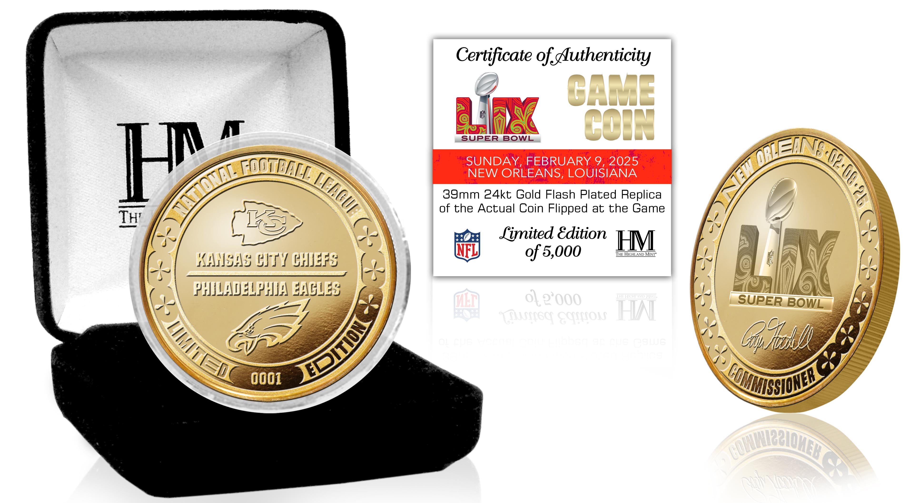 Super Bowl LIX Chiefs vs Eagles Commemorative Gold Mint Flip Coin - Perfect for Game Day Collectibles, Sports Memorabilia & Football Fan Gifts