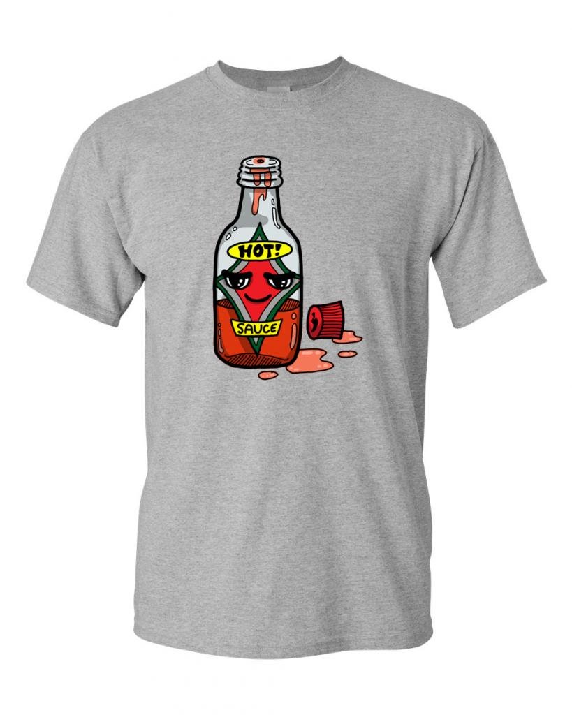 Funny Hot Sauce Bottle T-Shirt for Adults - Cool & Unique Graphic Tee for Casual Wear, Gifts, and Spicy Food Lovers