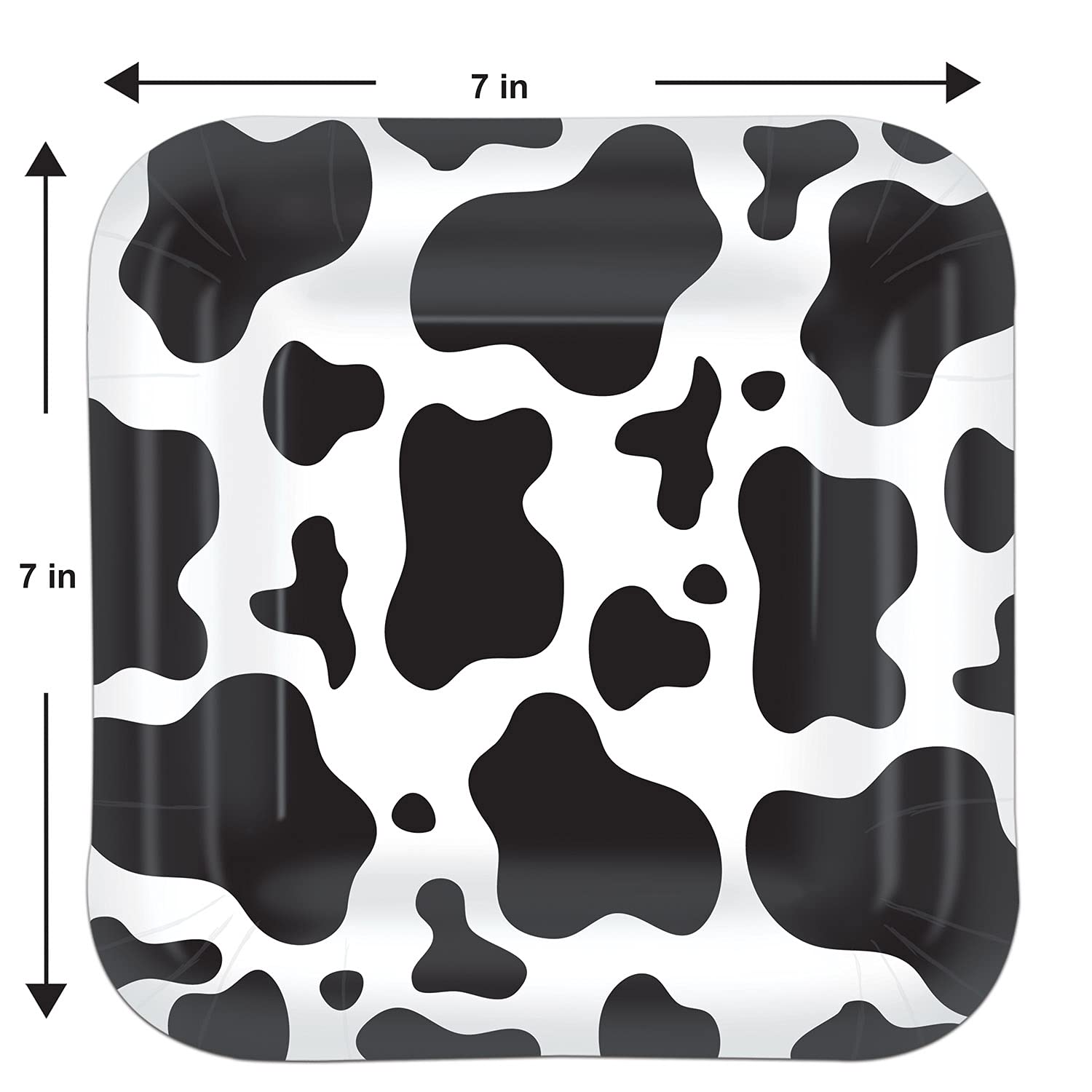 Beistle Cow Print Paper Plates - 8 Pack Disposable Party Plates for Birthday, BBQ, Picnic & Farm Theme Decorations