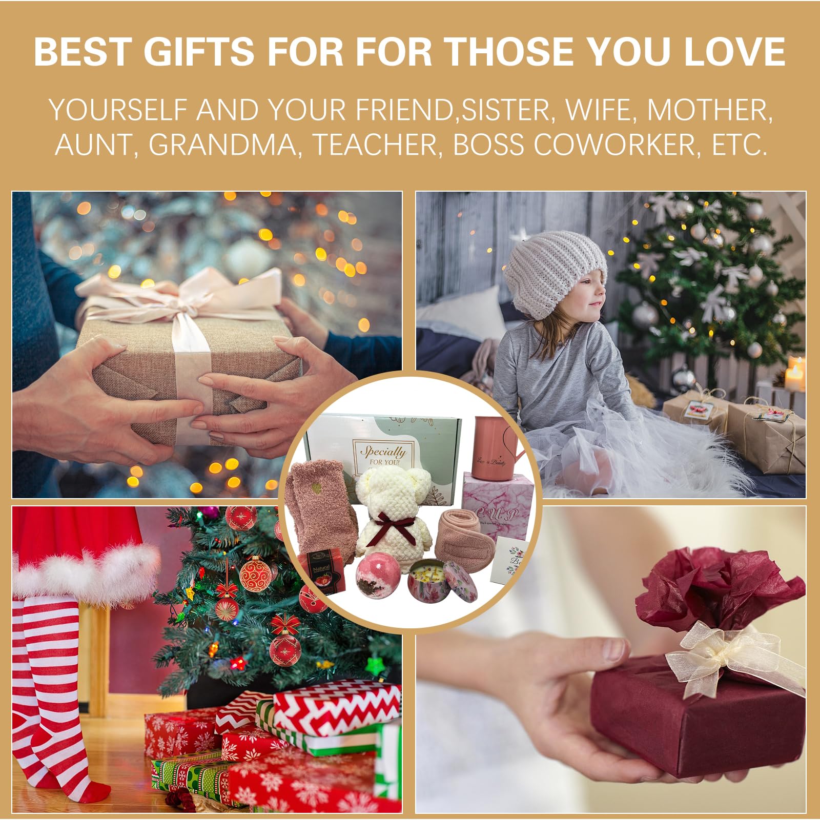 Luxury Spa Gift Baskets for Women - Relaxing Self Care Birthday & Get Well Soon Gifts - Scented Bath Gift Box Set for Christmas, Thanksgiving, Valentine's Day - Perfect for Home Relaxation, Stress Relief & Pampering Gifts