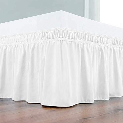 Premium 800 TC Cotton Wrap Around Elastic Bed Skirt - 3-Sided Dust Ruffle with 18