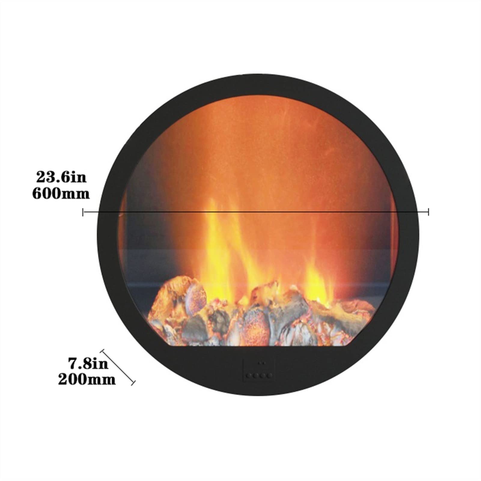Realistic LED Flame Electric Fireplace - Round Steel Noiseless Decorative Fireplace with 3D Steam Effect (No Heat Function) - Perfect for Living Room, Bedroom & Office Ambiance