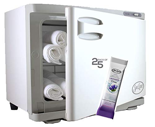 Premium Hot Towel Cabinet with 25 Pre-Moistened Lavender Scented Cotton Towels - Perfect for Spas, Salons, and Home Relaxation Therapy