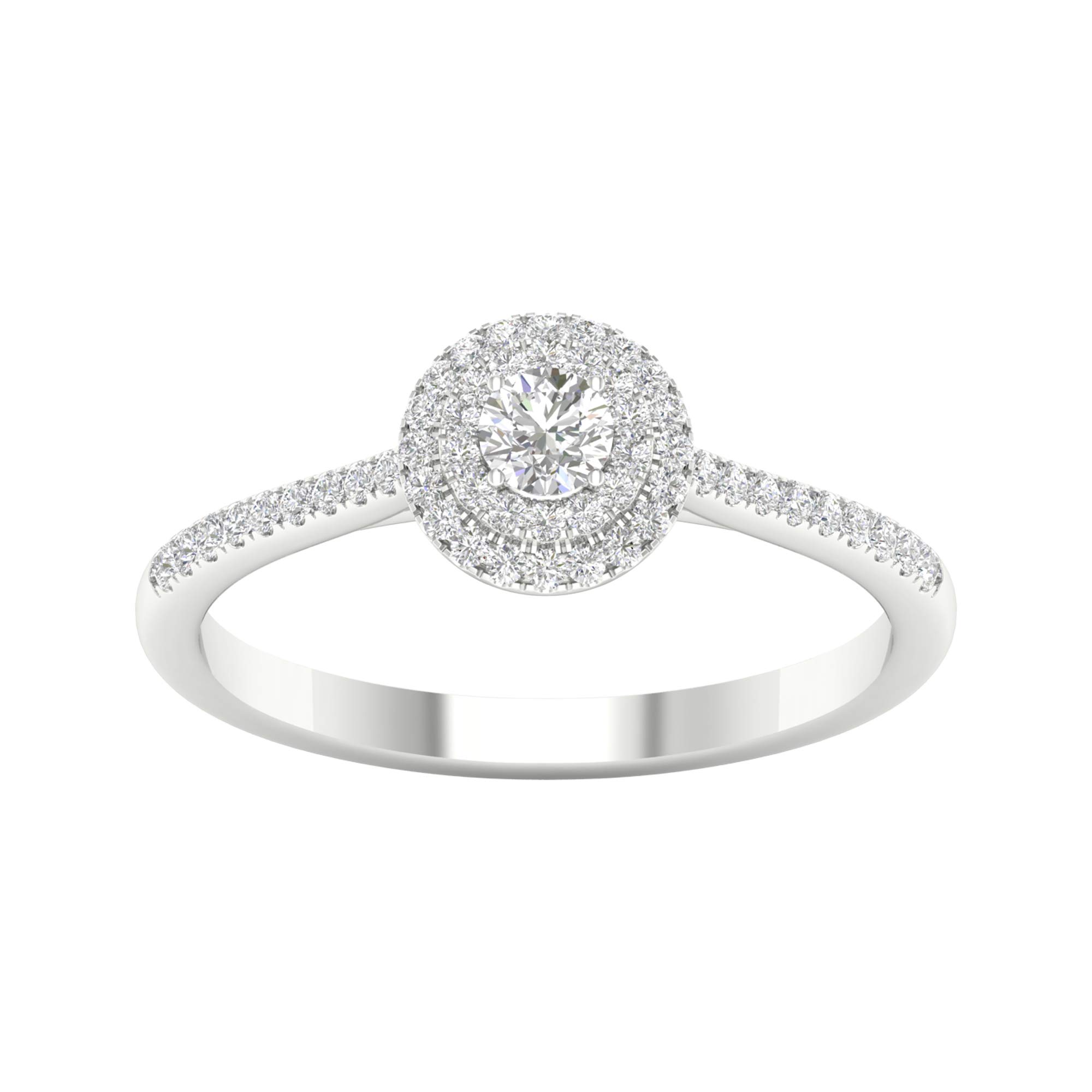 1/3ct-1ct TDW Round Double Halo Diamond Engagement Ring in 10K Gold - Perfect for Proposals, Weddings & Anniversary Gifts